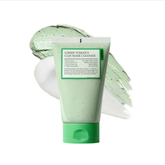 FULLY Green Tomato Facial Cleanser green tube with clay mask texture swatch on white background