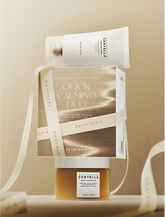 Quick Calming Duo set with a box and two products on a beige background