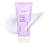 Purple tube of TIA'M cleanser with a white applicator on a white background