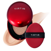 TIRTIR makeup compact with red lid and black strap on a white background
