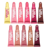 UNLEASHIA Sunset Dazzle Gloss Balm collection in multiple shades including pink, nude and brown on white background