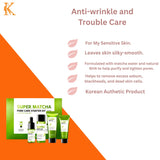 SOME BY MI Super Matcha Pore Care Starter Kit/Toner 1.01Oz, Serum 0.33Oz, Cleansing Gel 1.42Oz, Clay Mask 1.48Oz / Sebum, Anti-wrinkle and Trouble Care/Facial Skin Care Set