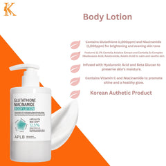 APLB Glutathione Niacinamide Body Lotion | LIPO GLUTA NIAC CEN??12.5% 10.14 FL.OZ/Korean Skincare, Long lasting hydration