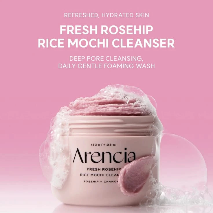 Arencia Fresh Rosehip Rice Mochi Cleanser - Pore Tightening & Vitamin Glow (Pink Dough)