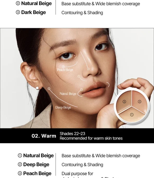 TFIT Cover Up Pro Concealer Warm 3-Shade Full Coverage Palette