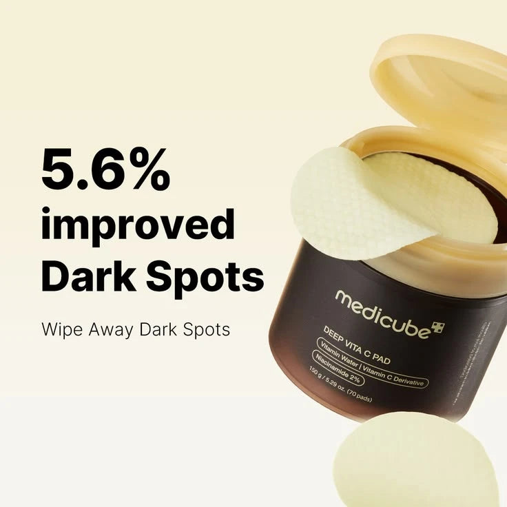 Medicube Deep Vita C Facial Toner Pads for Uneven Skin Tone, 500,000PPM of Vitamin Water & 3 Types of Vitamin, Hydrating & Resurfacing (70 sheets)