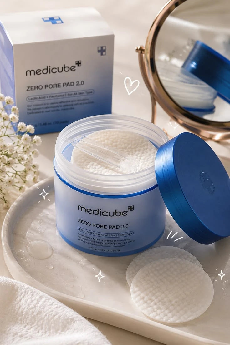 Medicube Zero Pore Pads 2.0, Dual-Textured Facial Toner Pads for Exfoliation and Pore Care with 4.5% AHA Lactic Acid & 0.45% BHA Salicylic Acid, Ideal for All Skin Types, Korean Skin Care (70 units)