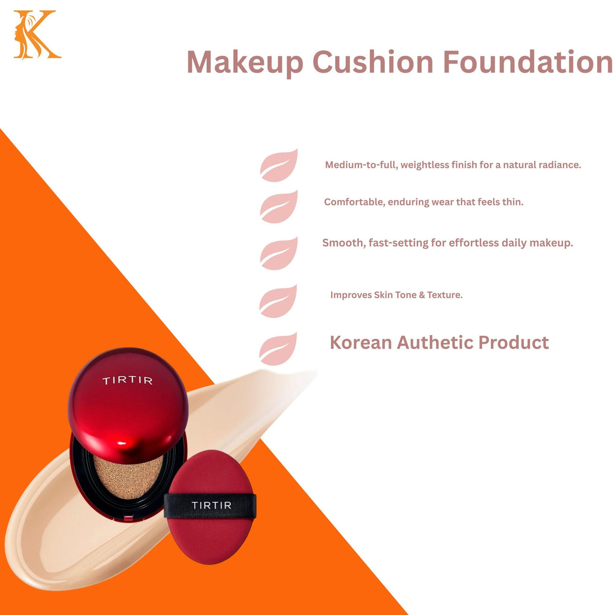 TIRTIR Mask Fit Red Cushion Mini Pearl 21N Full Coverage Glow Skin