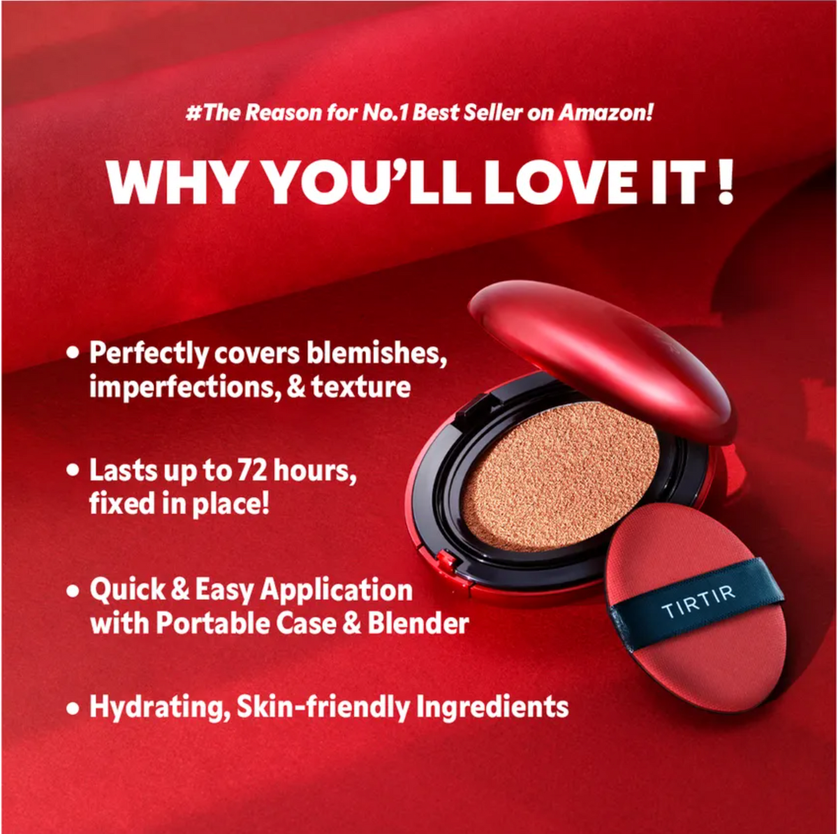 TIRTIR Mask Fit Red Cushion Mini Pearl 21N Full Coverage Glow Skin