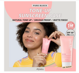 A'PIEU Pure Block Tone Up Sunscreen Base SPF50+/PA+++ 50ml | Tone-Up Reef Safe Korean Sunscreen for Makeup Base