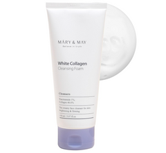Mary&May White Collagen Cleansing Foam - Deep Cleansing, Hydrating Formula for Firm and Radiant Skin with Niacinamide - Korean Skincare, EWG Green Grade, Hypoallergenic, 5.07 fl.oz.