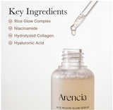 Arencia Rice Mucin Glow Serum, Collagen + Hyaluronic Acid & Niacinamide, 1.01 fl oz