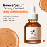 Beauty of Joseon Revive Snail Mucin Ginseng Serum Hydrating Peptide Facial Moisturizer Dark Spot Acne Scar Remover for Sensitive Face