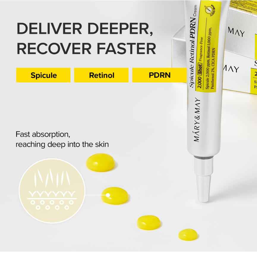 Mary&May Spicule Retinol PDRN Cream – Korean Anti-Aging Cream for Wrinkles, Firming & Skin Repair