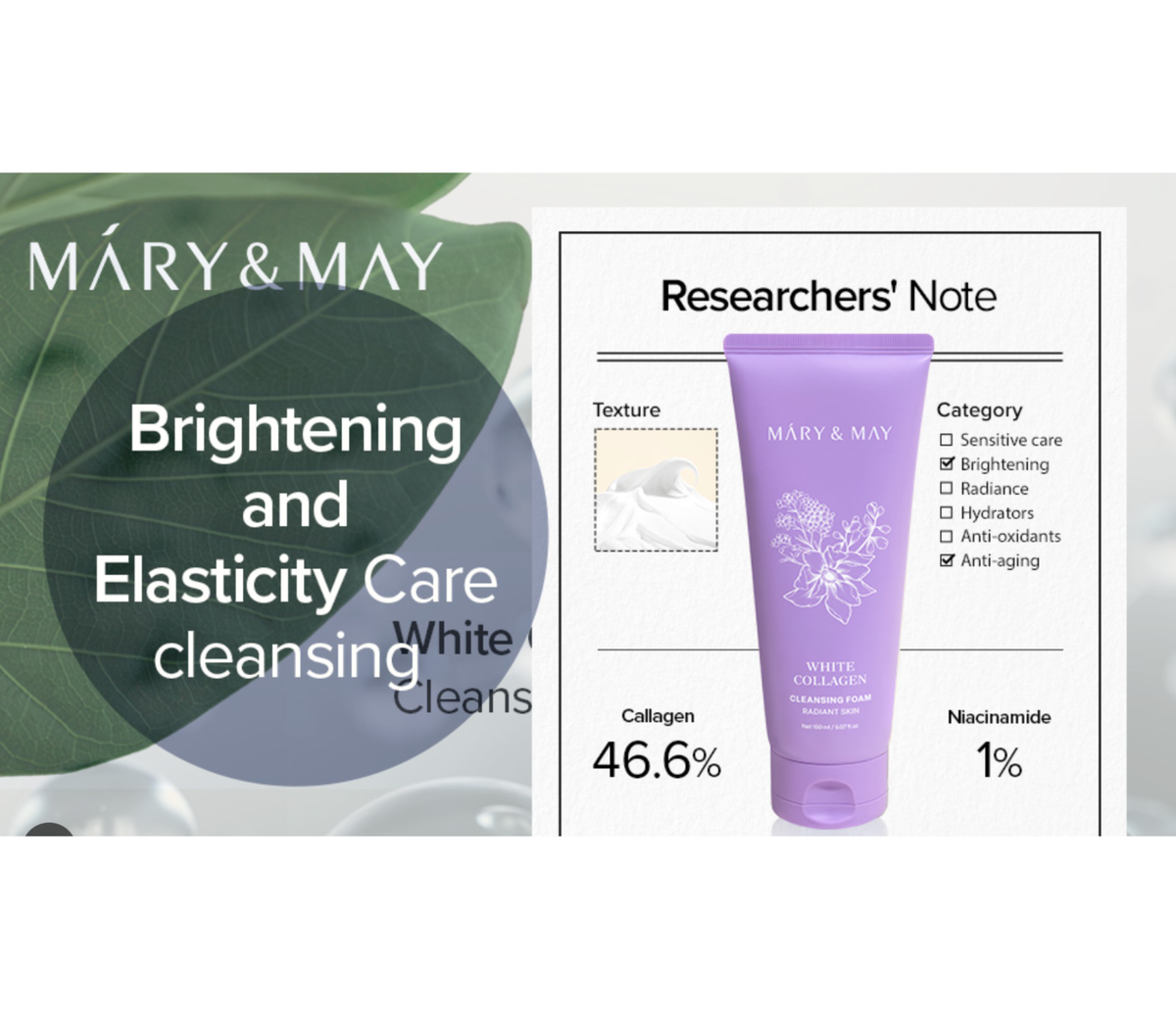 Mary & May White Collagen Cleansing Foam 150ml – Original Korean Brightening & Firming Face Wash in Pakistan