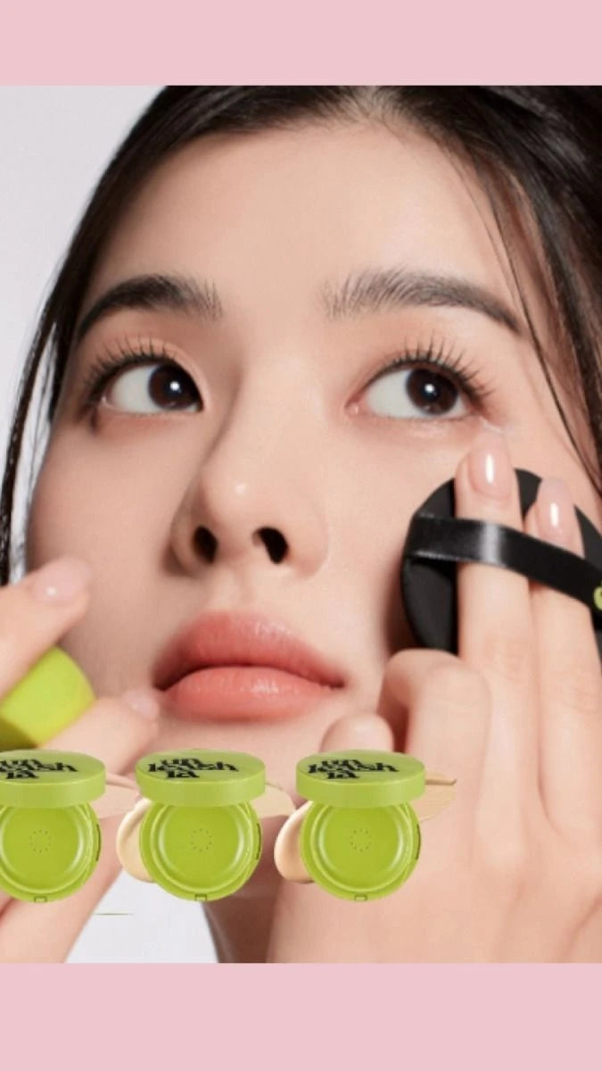UNLEASHIA Satin Wear Healthy-Green Cushion - 21N Eburnean (Best for Light Neutral Skin & Bakuchiol Infused)